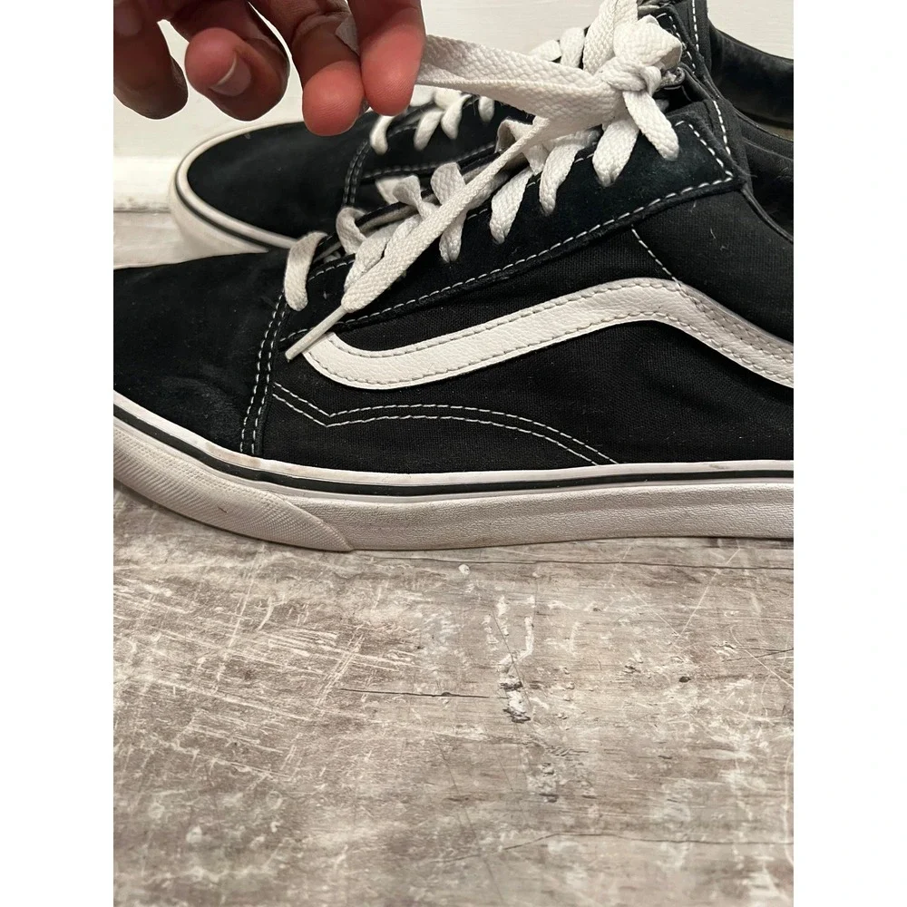 Vans Old Skool Men's 11 Black White Canvas Suede Low Top Skate Sneakers 507452